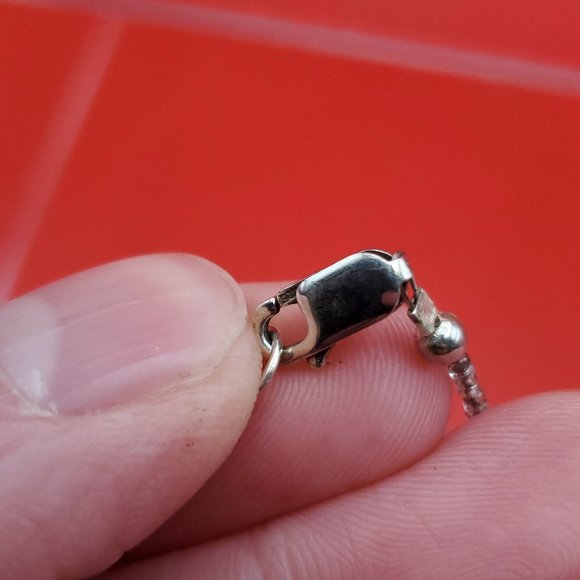 16 Inch 925 Sterling Silver Spotted Brown Stone Beaded Necklace - Picture 5 of 7